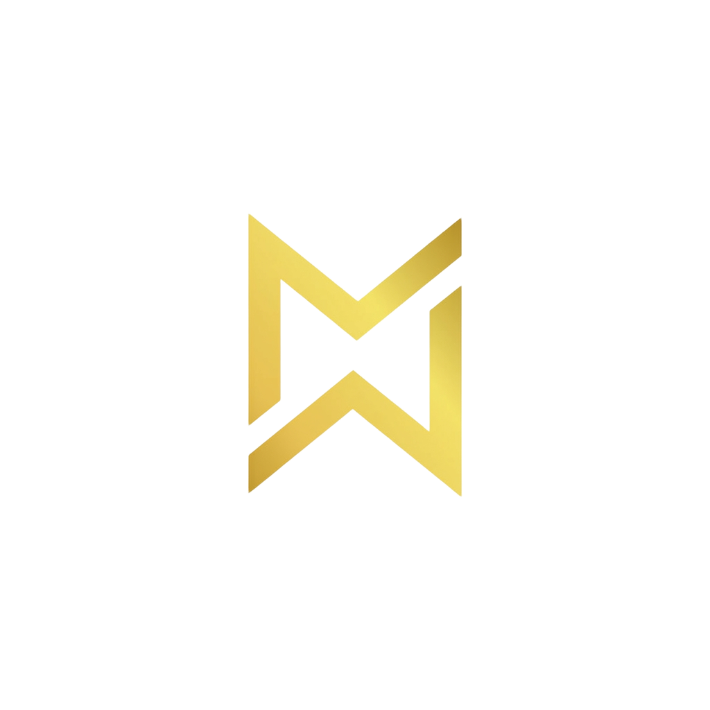 Maximwise logo — interlocked gold MW monogram